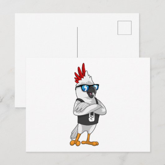 Parrot als muzikant met zonnebril briefkaart (Voorkant / Achterkant)
