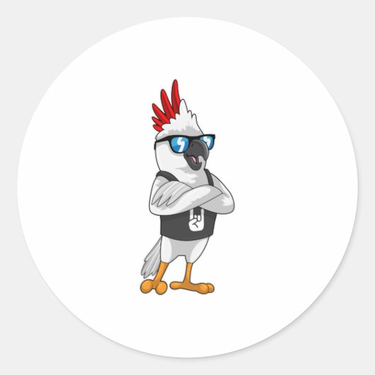 Parrot als muzikant met zonnebril ronde sticker (Voorkant)