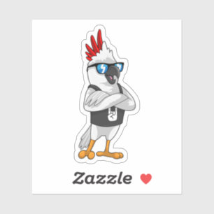 Parrot als muzikant met zonnebril sticker