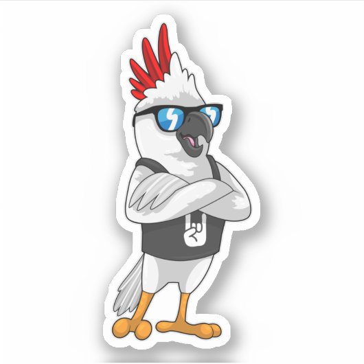 Parrot als muzikant met zonnebril sticker (Voorkant)