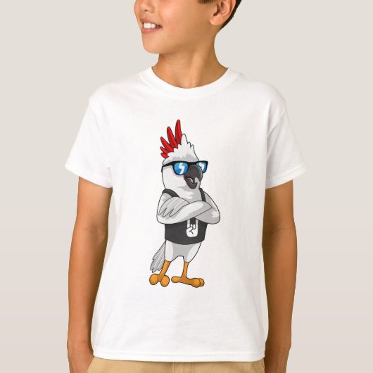 Parrot als muzikant met zonnebril t-shirt (Voorkant)