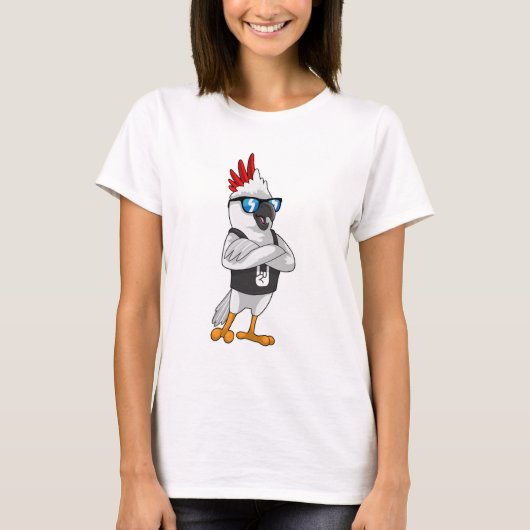 Parrot als muzikant met zonnebril t-shirt (Voorkant)