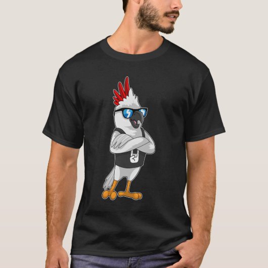 Parrot als muzikant met zonnebril t-shirt (Voorkant)