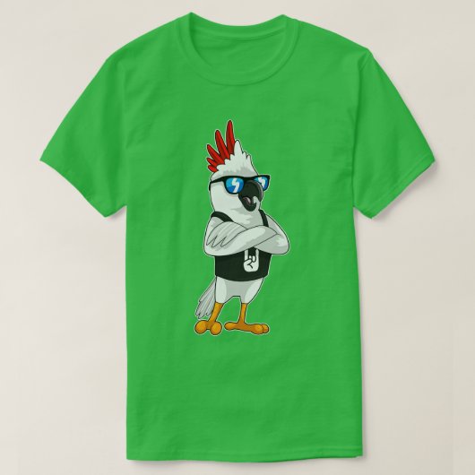 Parrot als muzikant met zonnebril t-shirt (Design voorkant)