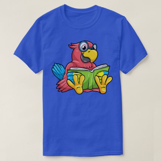 Parrot als Nerd met bril en boek T-shirt (Design voorkant)