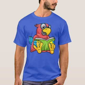 Parrot als Nerd met bril en boek T-shirt