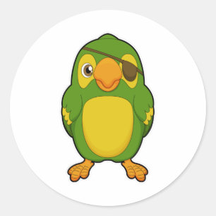 Parrot als Piraat met Eyepatch Ronde Sticker