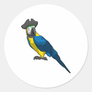 Parrot als Piraat met Pet Ronde Sticker