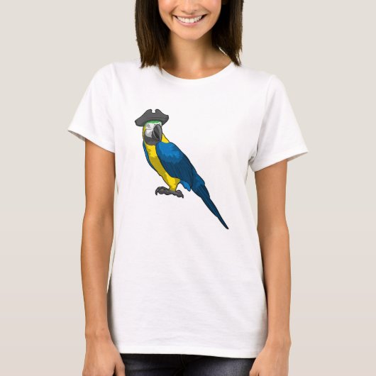 Parrot als Piraat met Pet T-shirt (Voorkant)