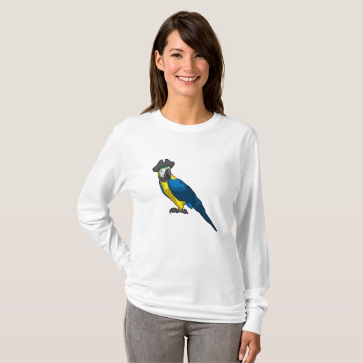 Parrot als Piraat met Pet T-shirt (Voorkant volledig)