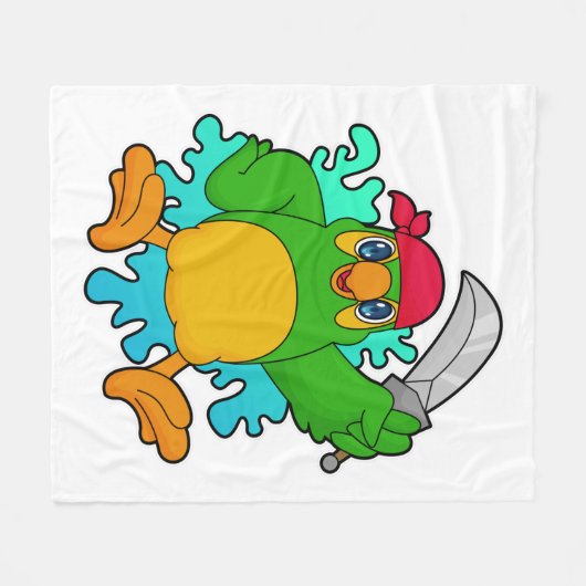 Parrot als piraat met zwaard fleece deken (Voorkant (Horizontaal))