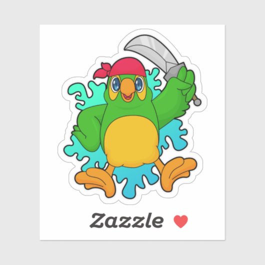 Parrot als piraat met zwaard sticker (Vel)