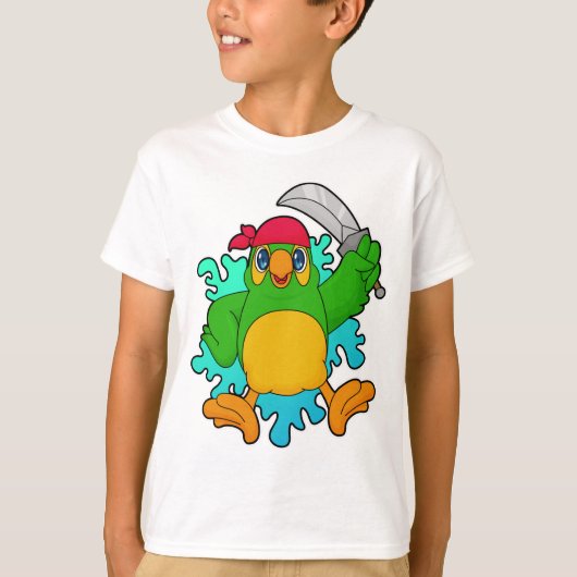 Parrot als piraat met zwaard t-shirt (Voorkant)