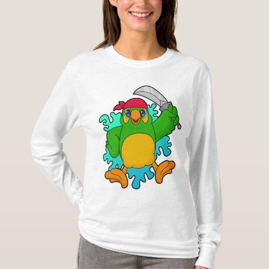 Parrot als piraat met zwaard t-shirt (Voorkant)