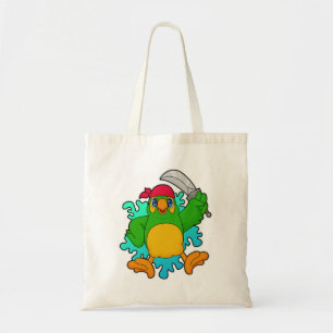 Parrot als piraat met zwaard tote bag
