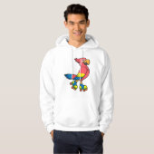Parrot als Skater met Roller-schaatsen Hoodie (Voorkant volledig)