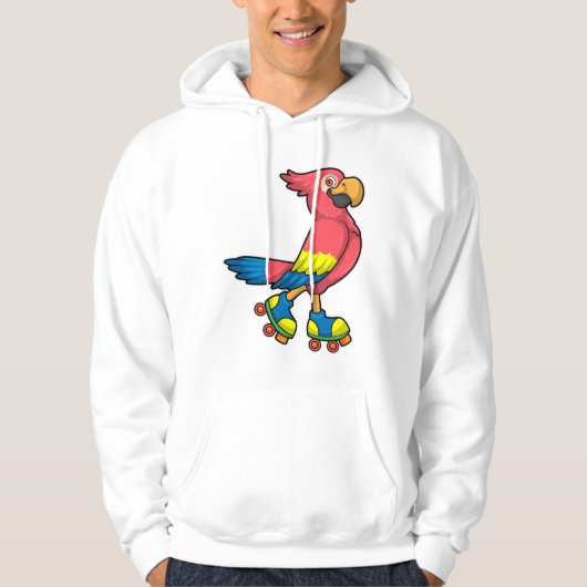 Parrot als Skater met Roller-schaatsen Hoodie (Voorkant)