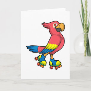 Parrot als Skater met Roller-schaatsen Kaart