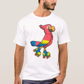 Parrot als Skater met Roller-schaatsen T-shirt (Voorkant)