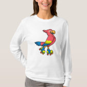 Parrot als Skater met Roller-schaatsen T-shirt (Voorkant)