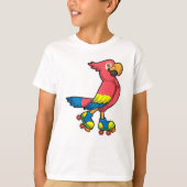 Parrot als Skater met Roller-schaatsen T-shirt (Voorkant)
