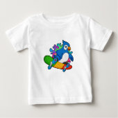 Parrot als Skater met skateboard (Voorkant)