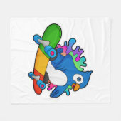 Parrot als Skater met skateboard Fleece Deken (Voorkant (Horizontaal))