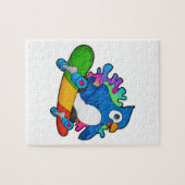Parrot als Skater met skateboard Legpuzzel (Horizontaal)