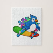 Parrot als Skater met skateboard Legpuzzel (Verticaal)