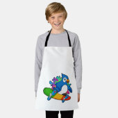 Parrot als Skater met skateboard Schort (Gedragen)