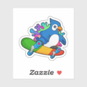 Parrot als Skater met skateboard Sticker (Vel)