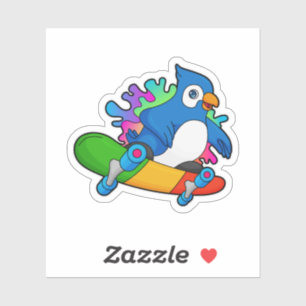 Parrot als Skater met skateboard Sticker