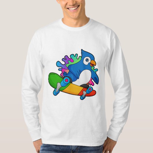 Parrot als Skater met skateboard T-shirt (Voorkant)