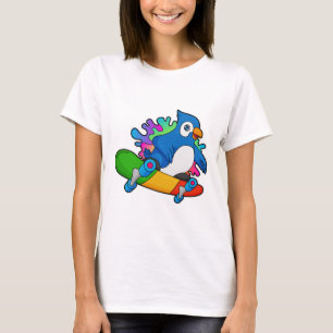 Parrot als Skater met skateboard T-shirt