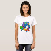 Parrot als Skater met skateboard T-shirt (Voorkant volledig)