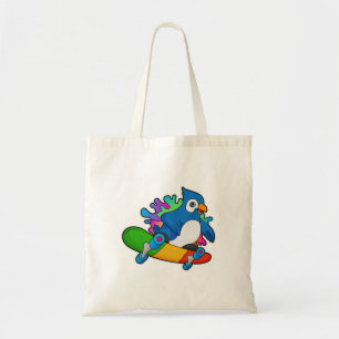 Parrot als Skater met skateboard Tote Bag