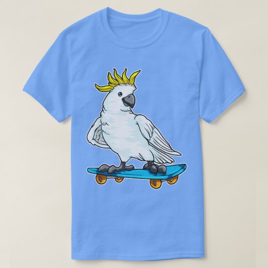 Parrot als Skater op skateboard T-shirt (Design voorkant)