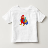 Parrot als student met rugzak kinder shirts (Voorkant)