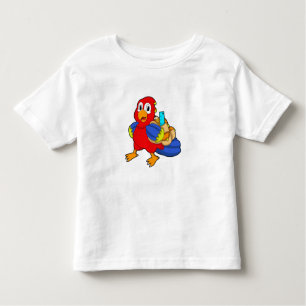 Parrot als student met rugzak kinder shirts