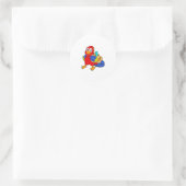 Parrot als student met rugzak ronde sticker (Tas)