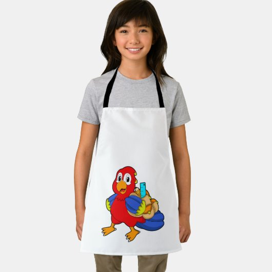 Parrot als student met rugzak schort (Insitu)