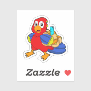 Parrot als student met rugzak sticker