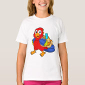 Parrot als student met rugzak t-shirt (Voorkant)