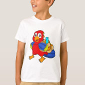 Parrot als student met rugzak t-shirt (Voorkant)
