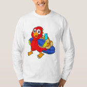 Parrot als student met rugzak t-shirt (Voorkant)