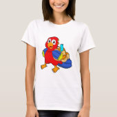 Parrot als student met rugzak t-shirt (Voorkant)