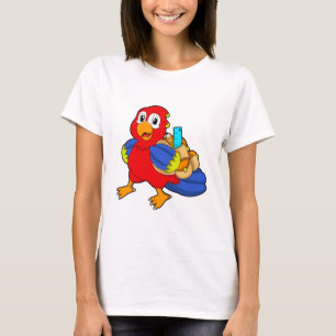 Parrot als student met rugzak t-shirt