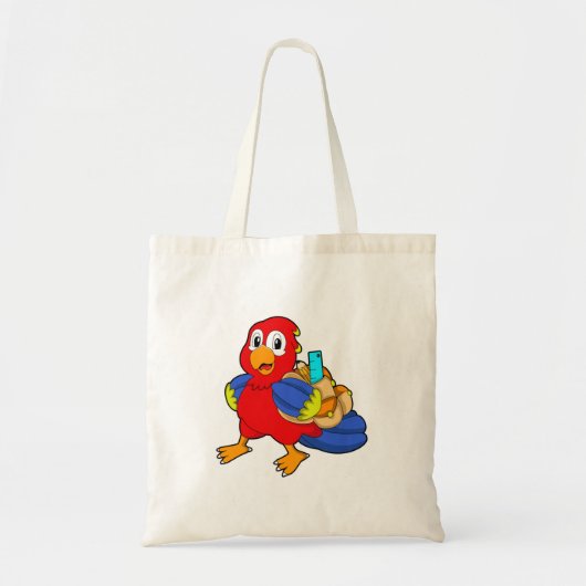 Parrot als student met rugzak tote bag (Voorkant)