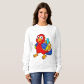 Parrot als student met rugzak trui (Voorkant volledig)