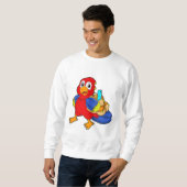 Parrot als student met rugzak trui (Voorkant volledig)